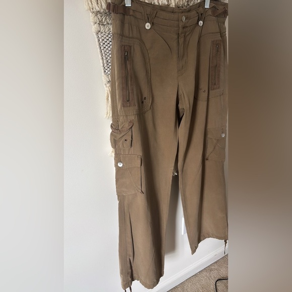 Danang Surplus Indochine Silk Blend Wide Leg Cargo Pants Y2K Adjustable Da-Nang - Picture 2 of 8